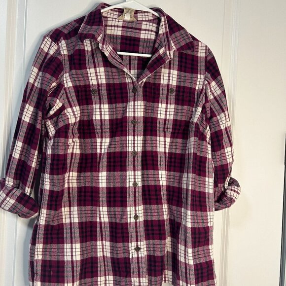 Duluth Trading Co Pink Plaid Flannel Size M EUC - Picture 1 of 2